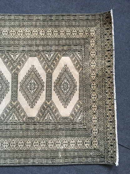 2x4 ft green handmade small rug, vintage turkish rug, oushak rug, living room wool small rug