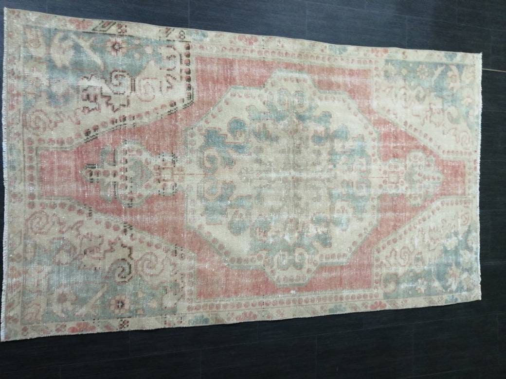 Vintage WOOL RUGS, 3.8 x 6.2 Vintage Rug Turkish Oushak  Rug, Hand Made Rug, Living Room Rug, Oushak Rug, Farmhouse  Rug, Oriental Rug,