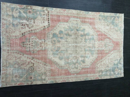 Vintage WOOL RUGS, 3.8 x 6.2 Vintage Rug Turkish Oushak  Rug, Hand Made Rug, Living Room Rug, Oushak Rug, Farmhouse  Rug, Oriental Rug,