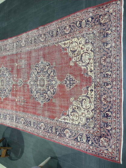 Antique Oushak Runner Rug, Turkish Runner 4.10 x 13 Rug, Vintage Runner Rug, Hallway Runner Rug, Oriental Runner Rug, Handmade Runner,