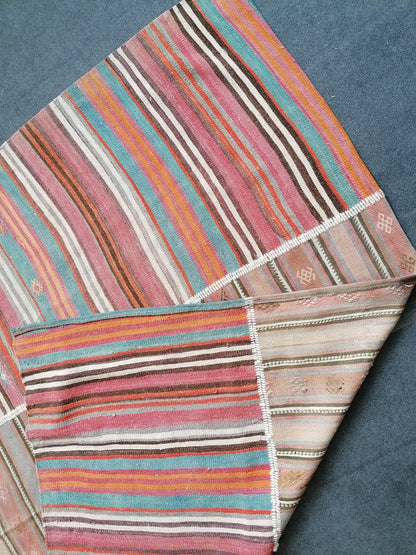 6.9 x 9.4 feet Flatwoven with embroidery rug turkish handmade rugs vintage rugs oushak rug, wool rug