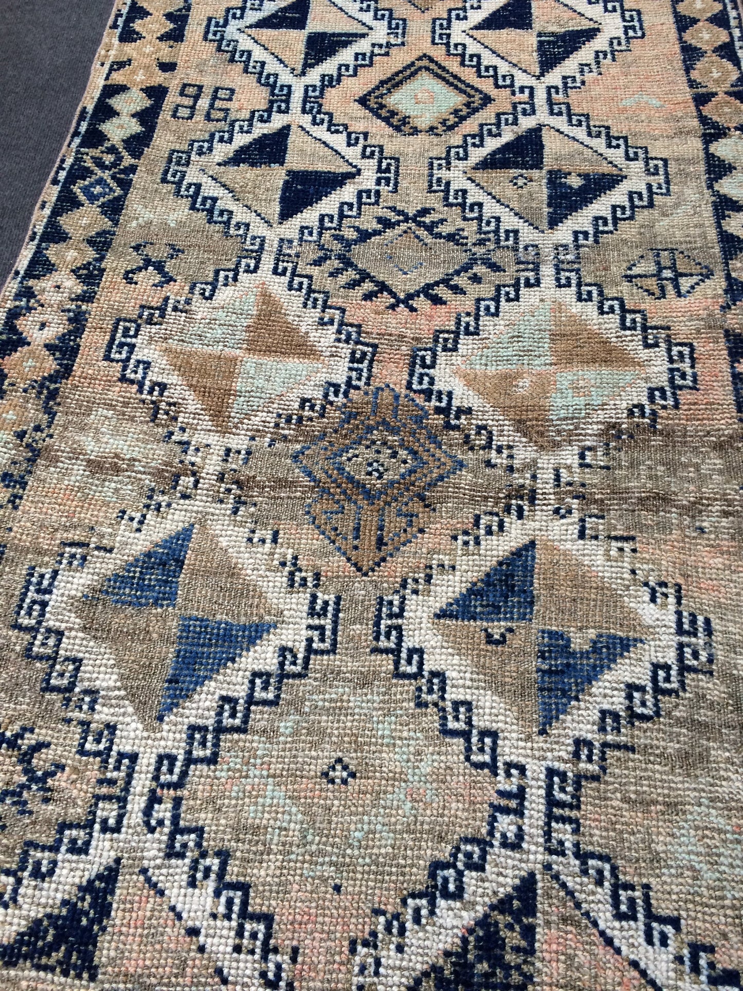 Old Turkish Rug, Oushak Rug, Wool Oriental Blue Rug, Oushak Runner Rugs, Farmhouse Rug, Vintage Rug, Vintage Rug, Hand Made Rug
