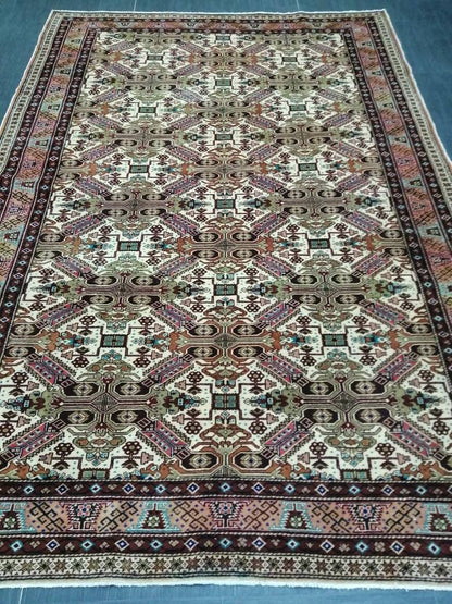 Quality Vintage Rug 6.3 x 9.3 HAND MADE Rug Muted Vintage Turkish Rug Oushak Rug Turkish Oushak Rug, Oushak Rug, Wool Rug Fine Hand Knotted
