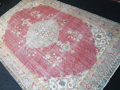 9.7 x 6.3 Vintage Rug TURKISH HAND MADE Rugs 10x6 Vintage Turkish Rug 6x10 Rug Large Turkish Oushak Rug, Vintage Oriental Rug Wholesale Rugs