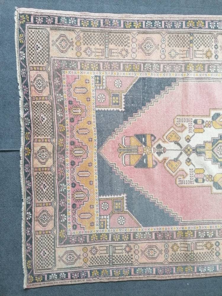 Oushak turkish wool rug 4'6x8 turkish handmade rug, vintage rug,kitchen rug, living room rug, bohemian rug