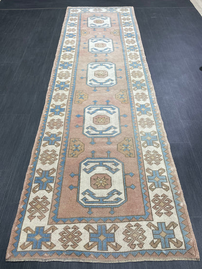 Oushak Runner Rug Turkish Runner 3 x 10.3 Rug Vintage Runner Rug Hallway Runner Rug Kitchen Runner Rug Wool Oriental Runner Rug