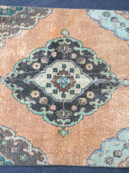 3 x 13.7 Turkish Runner Rug Oushak Runner Rug  Vintage Runner Rug Hallway Runner Rug Kitchen Runner Rug Wool Runner Rug Wool Oushak Runner