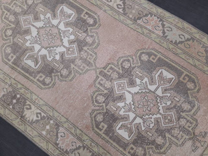 Vintage Turkish Oushak Runner Rug 4.2 x 11 Muted Vintage Runner Rug Hallway Runner Rug Kitchen Runner Rug Wool Runner Rug Wool Oushak Rug