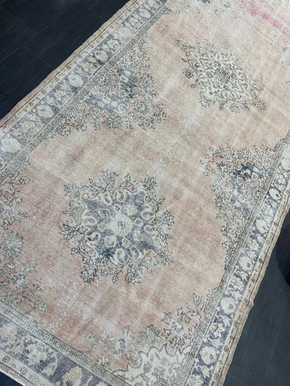 Muted Distressed Runner Rug, Antique Turkish Runner 5x13 Rug Vintage Runner Rug Hallway Runner Rug Kitchen Runner Rug Wool Handmade Runner