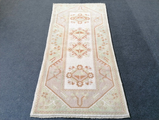 Muted soft colors  rug, turkish  rug, turkish vintage  rug, oushak rug, vintage rug,4'10x2'5 feet