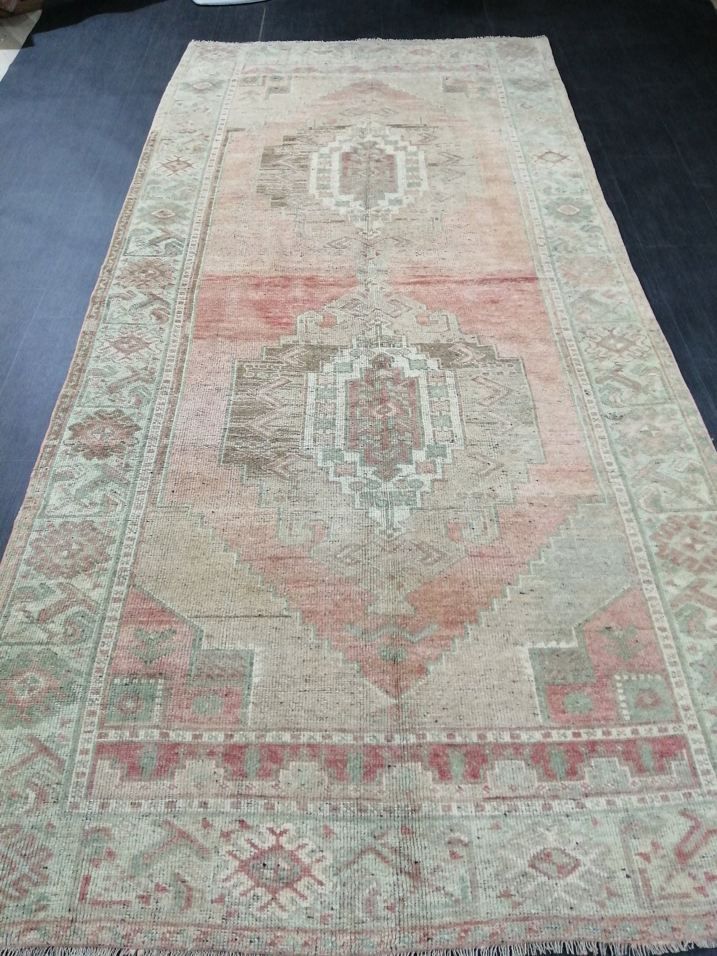 Muted Oushak Runner 4.8 x 10.5 Turkish Runner Rug Vintage Runner Rug Hallway Runner Rug Kitchen Runner Rug Wool Runner Rug Wool Oushak Rug