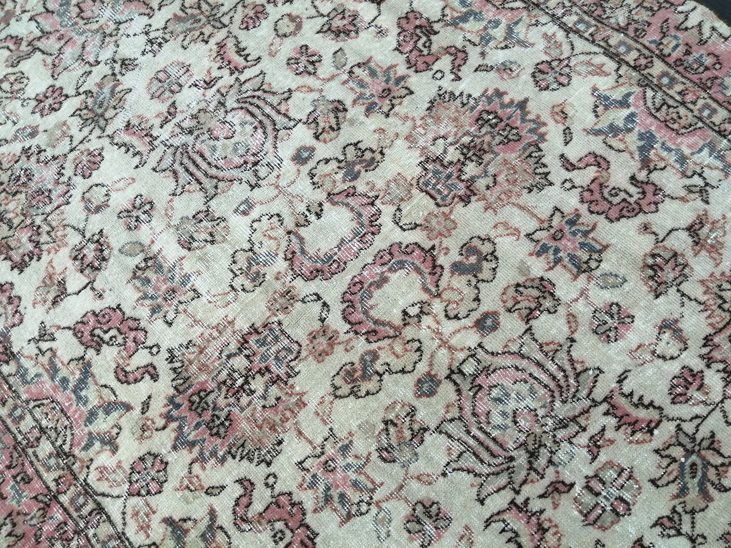 Pink Rug 4.5x 8 Hand Made Rug, Oushak Rug, Rustic Rug, Bohemian Rug, Rug Runner, Turkish Rug, Farmhouse Rug, Vintage Rug, Wool rug