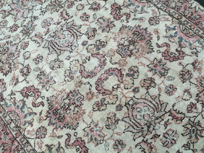 Pink Rug 4.5x 8 Hand Made Rug, Oushak Rug, Rustic Rug, Bohemian Rug, Rug Runner, Turkish Rug, Farmhouse Rug, Vintage Rug, Wool rug