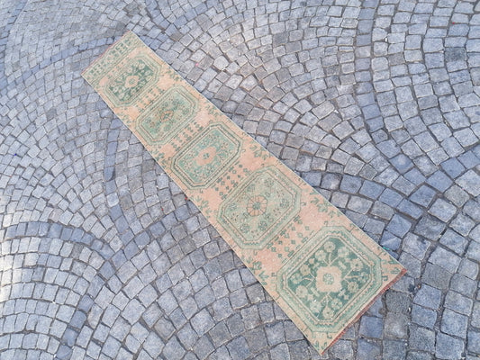 2x9'8 oushak turkish runner rug,turkish wool vintage handmade runner, kitchen runner rug