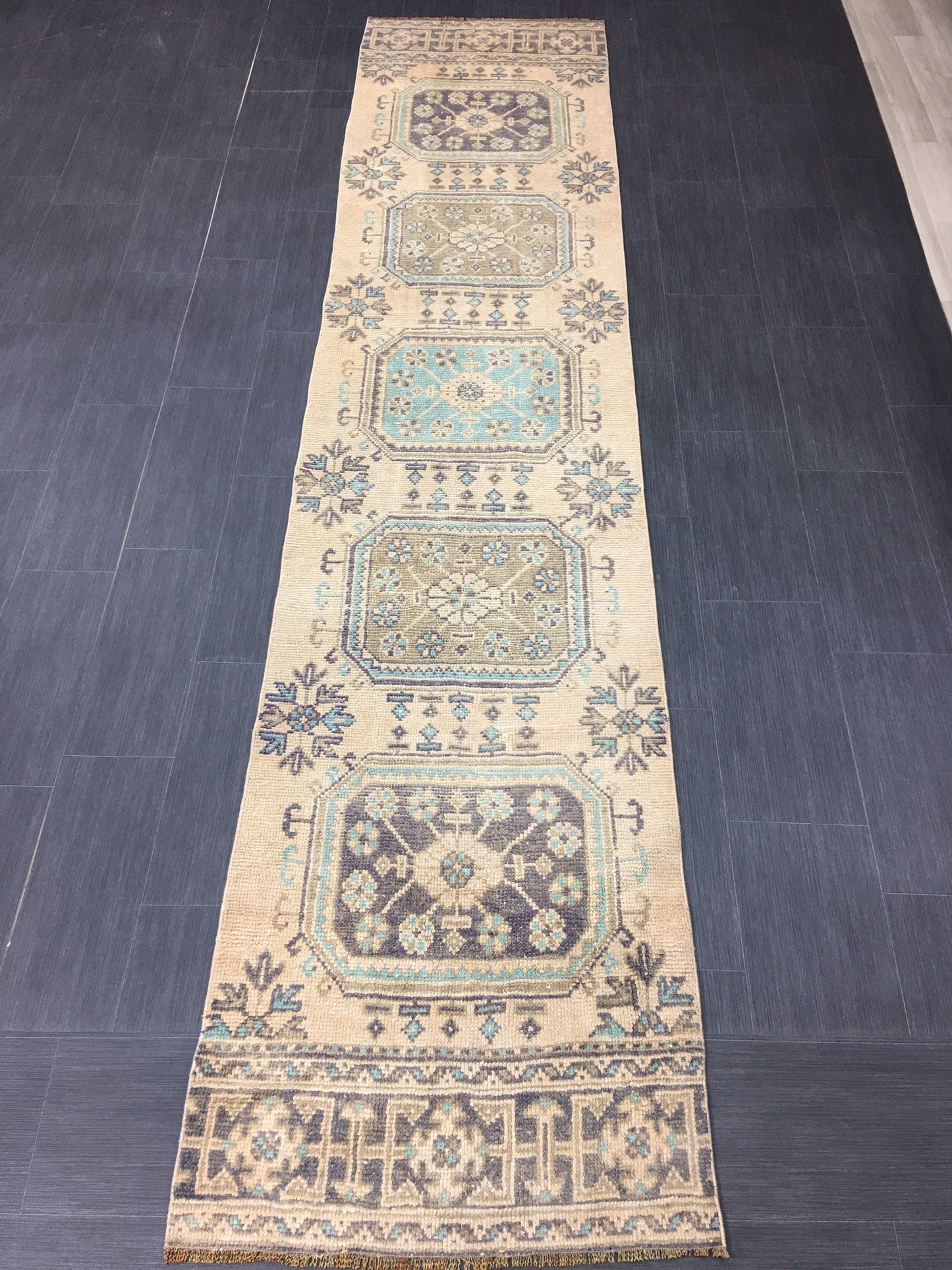 Wool Vintage Runner Rug 2.8 x 11.3 Turkish Runner Rug Oushak Runner Rug Blush Hallway Runner Rug Kitchen Runner Rug Wool Runner Rug