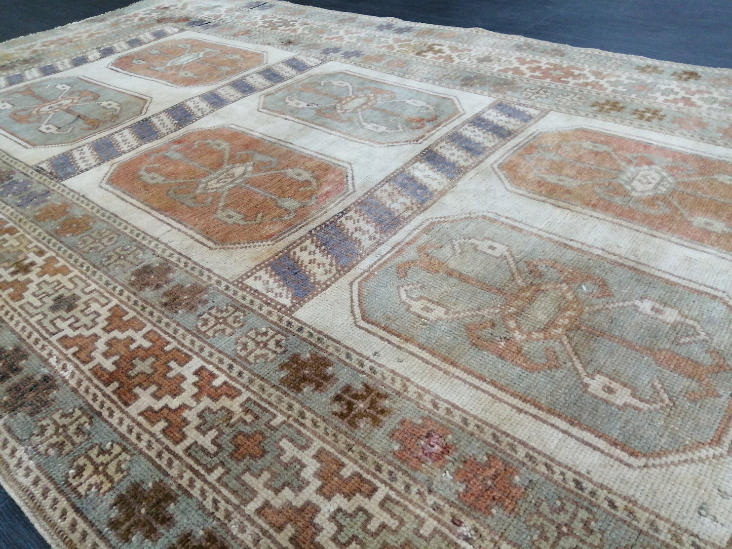 3.9 x 7 OUSHAK RUG TURKISH Oushak Rug Vintage Oushak Runner Rug 4x7 Vintage Runner Rug Wool Oushak Rug Hand Made Rugs Vintage Turkish Rug