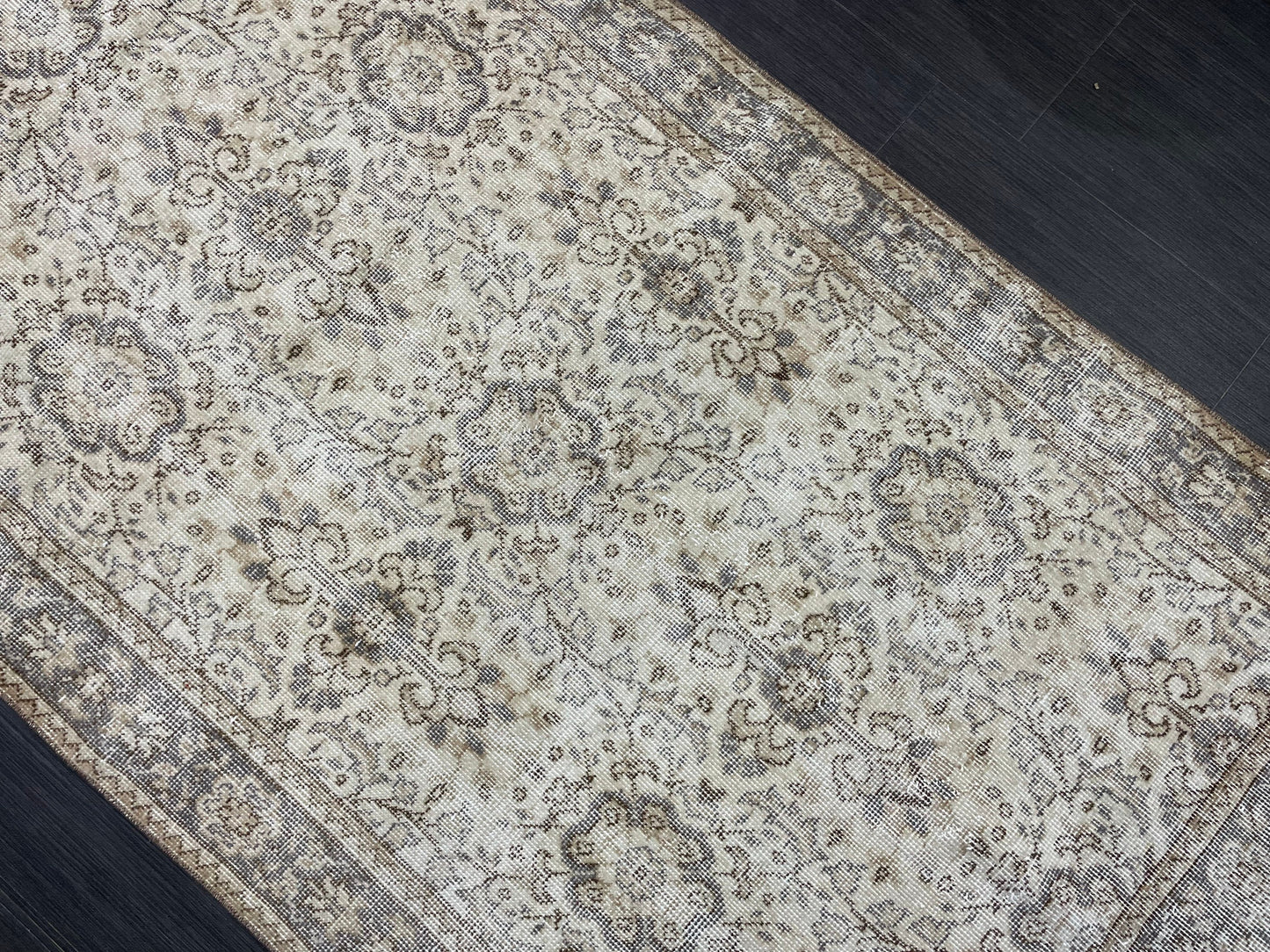 Neutral Rug, TURKISH 3.9 x 7 Rug,Distressed Vintage Antique Rug Vintage Wool Distressed Rug Neutral Handmade Rug