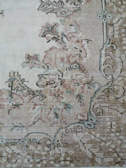 Floral Muted OUSHAK RUG 10.3 x 6.6 TURKISH Rug Oriental Vintage Wool Rug Muted Hand Made Rugs Vintage Turkish Rug