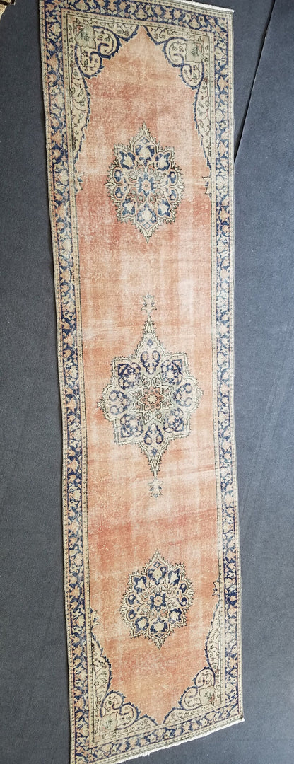 Vintage runner rug, oushak runner 3x11’7 turkish runner rug, kitchen runner