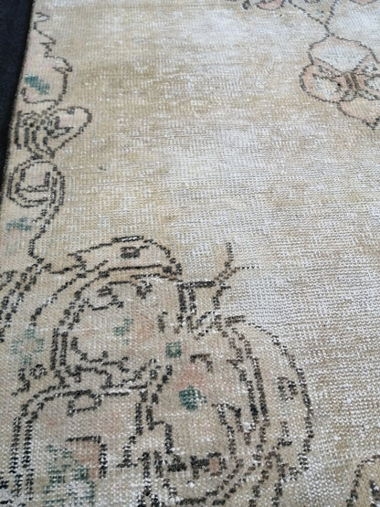 4x9 Oushak Runner Rug Turkish Runner Rug Vintage Runner Rug Hallway Runner Rug Beige Kitchen Runner Rug Wool Runner Rug Wool Rug