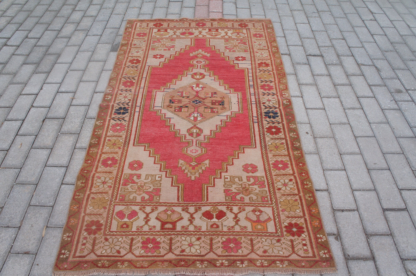 Vintage Turkish  Rug, Turkish Rug,  Oushak Rug, Bohemian  rug, Hand Made Rug, Earth tones Rug, Wool  rug, Kitchen Rug, Vintage Rug