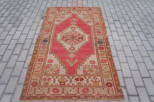 Vintage Turkish  Rug, Turkish Rug,  Oushak Rug, Bohemian  rug, Hand Made Rug, Earth tones Rug, Wool  rug, Kitchen Rug, Vintage Rug