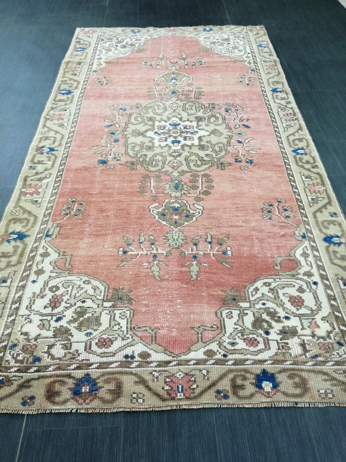 8.7 x 4.6 OUSHAK RUG TURKISH Oushak Rug Vintage Oushak Runner Rug Vintage Runner Rug Wool Oushak Rug Hand Made Rugs Vintage Turkish Rug