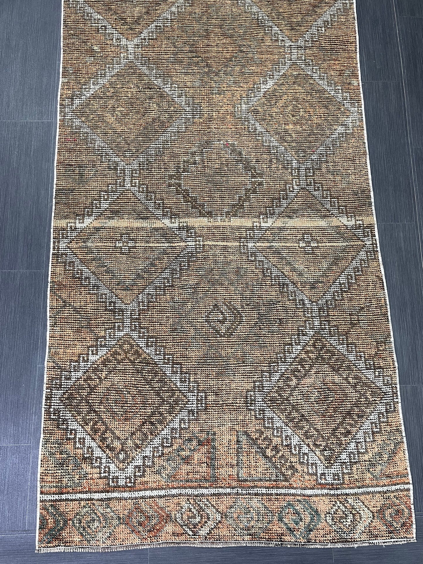 Antique Handmade Runner RUG 3.3 x 10.3 TURKISH Oushak Rug Vintage Runner Rug Vintage Runner Rug Wool Oushak Rug Hand Made Rug Vintage Rug