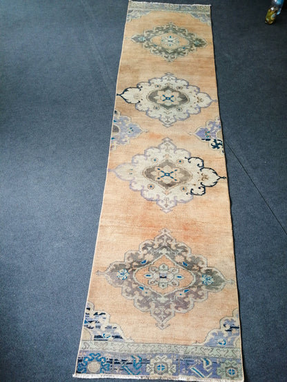 10 X 2.6 VINTAGE Oushak Runner Turkish Runner Rug Vintage Runner Rug Hallway Runner Rug Turkish Rug Runner Wool Runner Rug Wool Oushak Rug