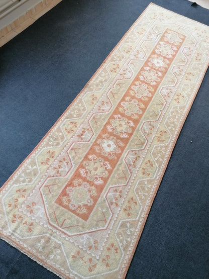 Runner rug 11'6x3'9 vintage kitchen runner hallway runner rug,oushak runner rug