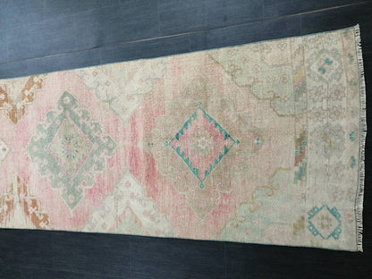 Muted Oushak Runner Rug 3 x 13.2 Turkish Runner Rug Vintage Runner Rug Hallway Runner Rug Muted Kitchen Runner Rug Muted Persian Runner