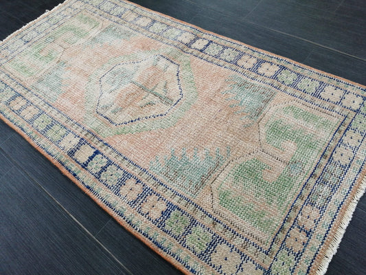 4.8 x 2.5 Muted Rugs, Distressed Hand Made Rug, Oushak Rug, Rustic Rug, Boho Rug, Turkish Rug, Farmhouse Rug, Vintage Rug, Wool rug