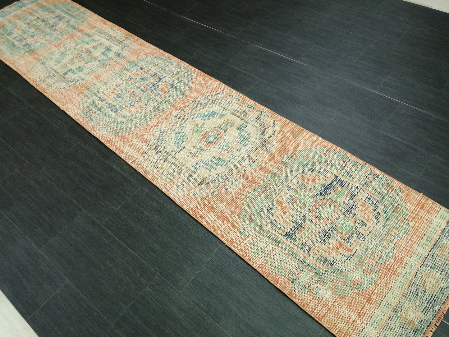 11.4 X 2.4 Oushak Runner Rug Turkish Runner Rug Vintage Runner Rug Hallway Runner Rug Kitchen Runner Rug Wool Runner Rug Wool Oushak Rug