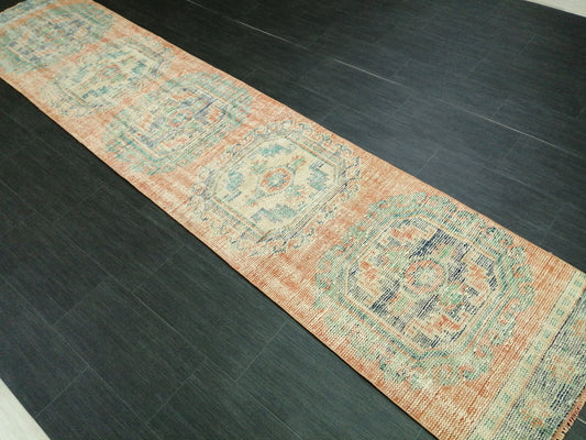 11.4 X 2.4 Oushak Runner Rug Turkish Runner Rug Vintage Runner Rug Hallway Runner Rug Kitchen Runner Rug Wool Runner Rug Wool Oushak Rug
