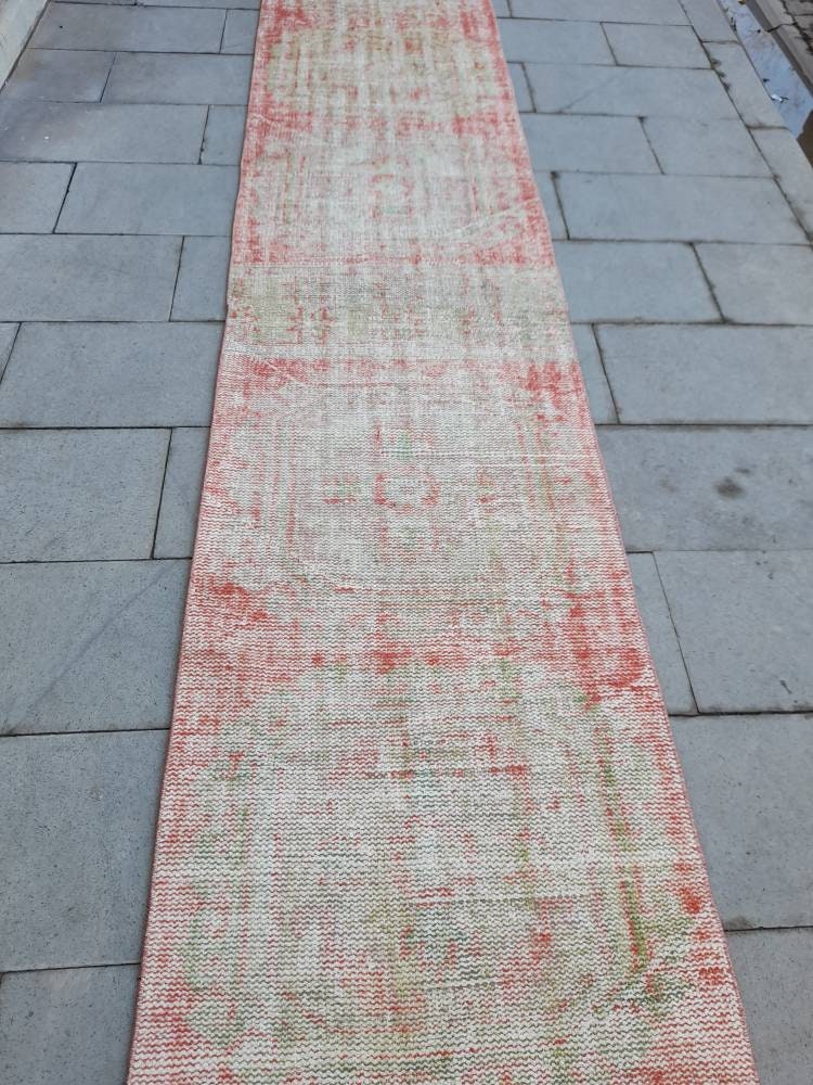 Extra Long Distressed Runner Rug 2.4 x 23 Long TURKISH Runner Rug XL Vintage Runner Rug Oriental Runner Rug Staircase Runner rug Handmade