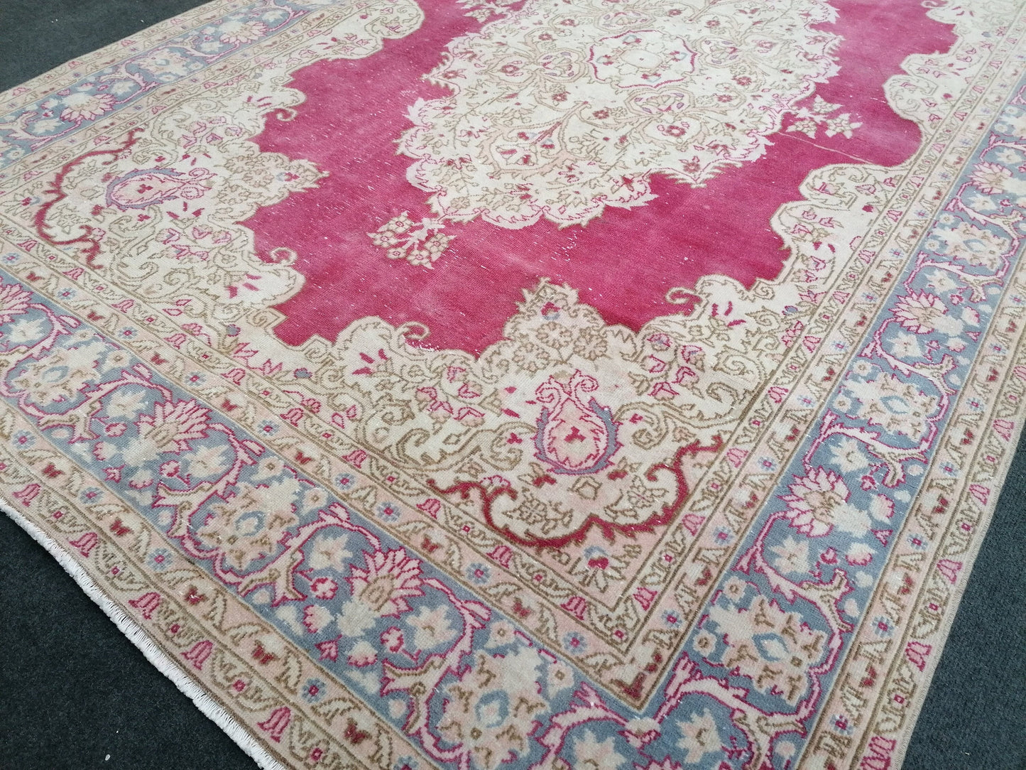 5.3 x 8.5 Bohemian pink rug, anatolian rug, wool vintage rug, turkish rug, hand knotted rug