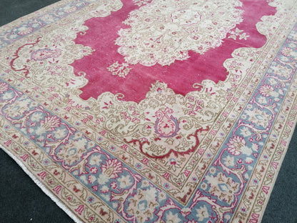 5.3 x 8.5 Bohemian pink rug, anatolian rug, wool vintage rug, turkish rug, hand knotted rug