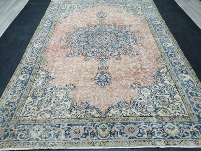 Vintage Rugs  6.3 x 9.5 TURKISH HAND MADE Rugs  Vintage Turkish Rug Oriental Rug, Turkish Oushak Rug, Vintage Oushak Rug, Wool Rug