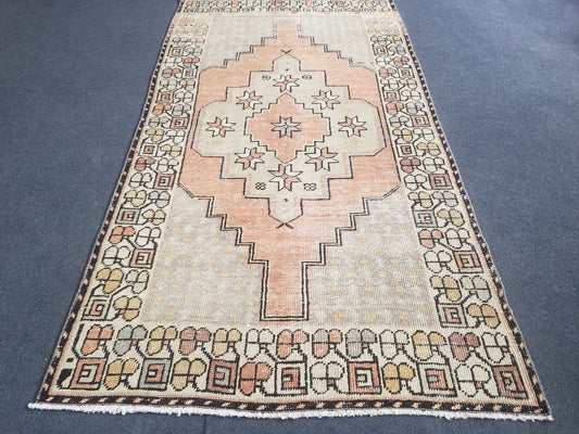 Pastel turkish rug, vintage area rug, oushak rug, wool rug,  handmade rug 6'6*3'6 feet