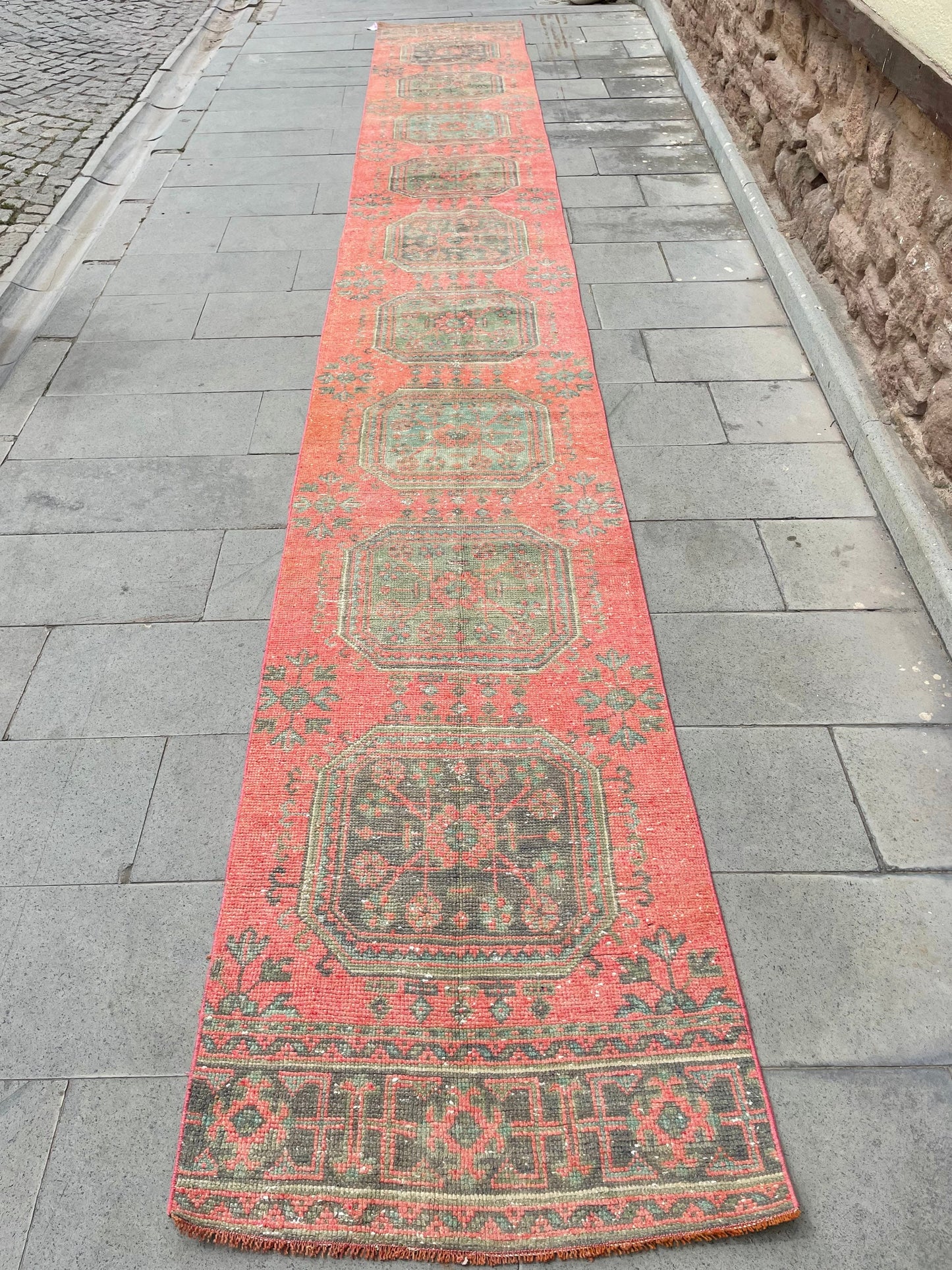 Vintage Hand Knotted 2.5 x 19 Extra Long Turkish Runner Very Long Stairs Runner Rug Vintage Runner Rug XL Oriental Runner Staircase Runner