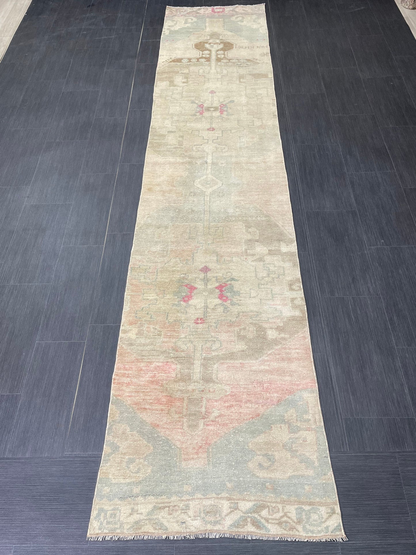 Muted Runner Rug Muted Turkish Runner Rug Vintage 2.5 x 11.5 Runner Rug Hallway Runner Rug Kitchen Runner Rug Oriental Runner Wool Runner