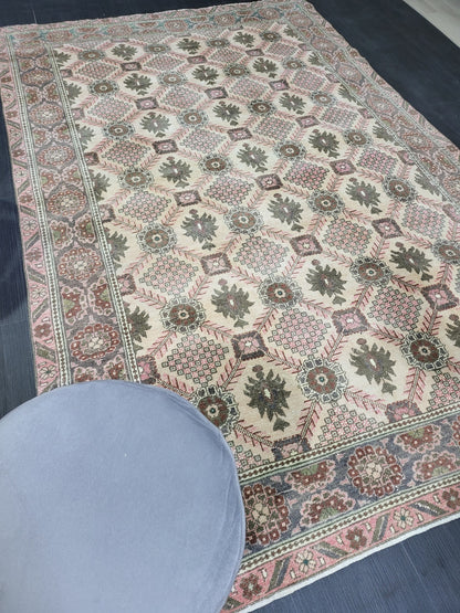 Antique Fine Knotted Rug, 5.3 x 8.2 Vintage Rug, Turkish Wool Rug, Oushak Rug Fine Rug, Hand Knotted Rug, Persian Rug, Handmade Rug