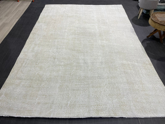 Neutral RUG, TURKISH Rug 6.4 x 9.4, Vintage Rug, Natural Wool Oushak Rug, Handmade Persian Rugs Vintage Plain Rug Neutral Oriental