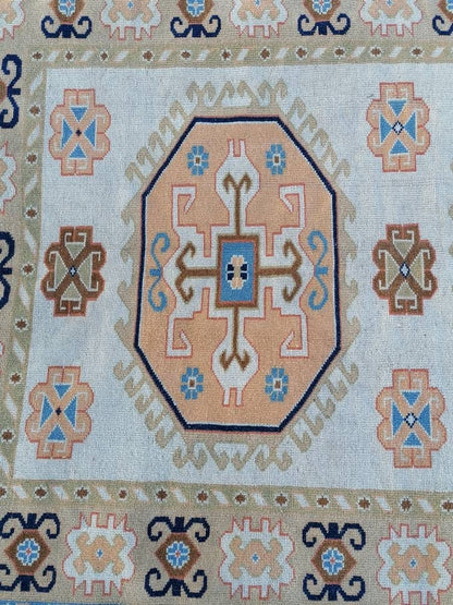 Oushak turkish rug 5'8x8 pastel vintage rug, large living room rug, kitchen rug, vintage anatolian rug,unique hand made bohemian