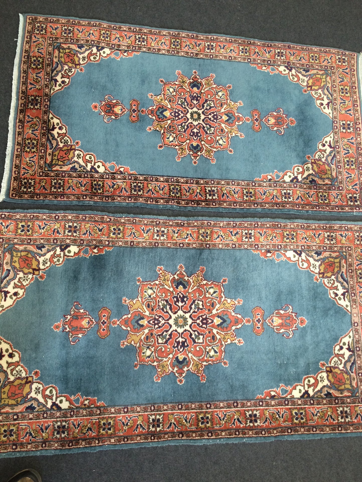 Blue Rugs, TWIN TURKISH  Runner RUG , bold colors Rug,Classic Rug,Oushak Rug, Hand woven Rug, Wool Oushak Rug, Farmhouse Rug