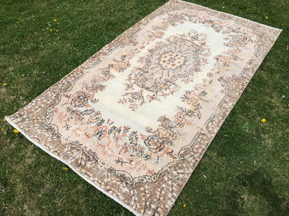 Vintage RUG, Turkish VINTAGE Rug, Oushak  Rug, Bohemian Rug, Living Room Rug, Oushak Rug,Hand Knotted Rug, Muted Rug,  Vintage Flooring,Rugs