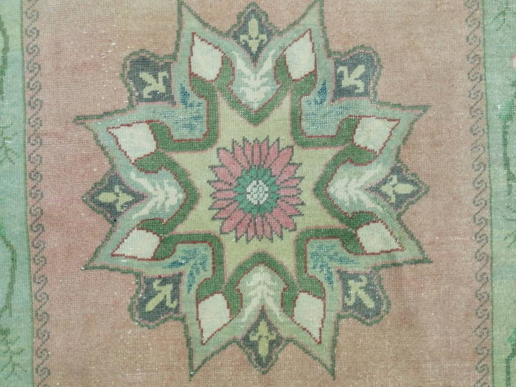 Wool Runner Rug  Muted 4.5 x 10.6 Hand Made Runner Rug Turkish Runner Rug Vintage Runner Rug Hallway Runner Rug Wool Kitchen Runner Rug