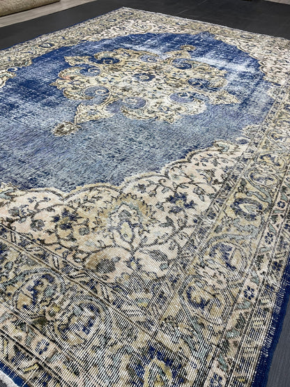 Large Distressed OUSHAK RUG 6.7 x 9.5 TURKISH Oriental Rug Vintage Persian Rug Vintage Rug Wool Oushak Rug Hand Made Rug Vintage Turkish Rug