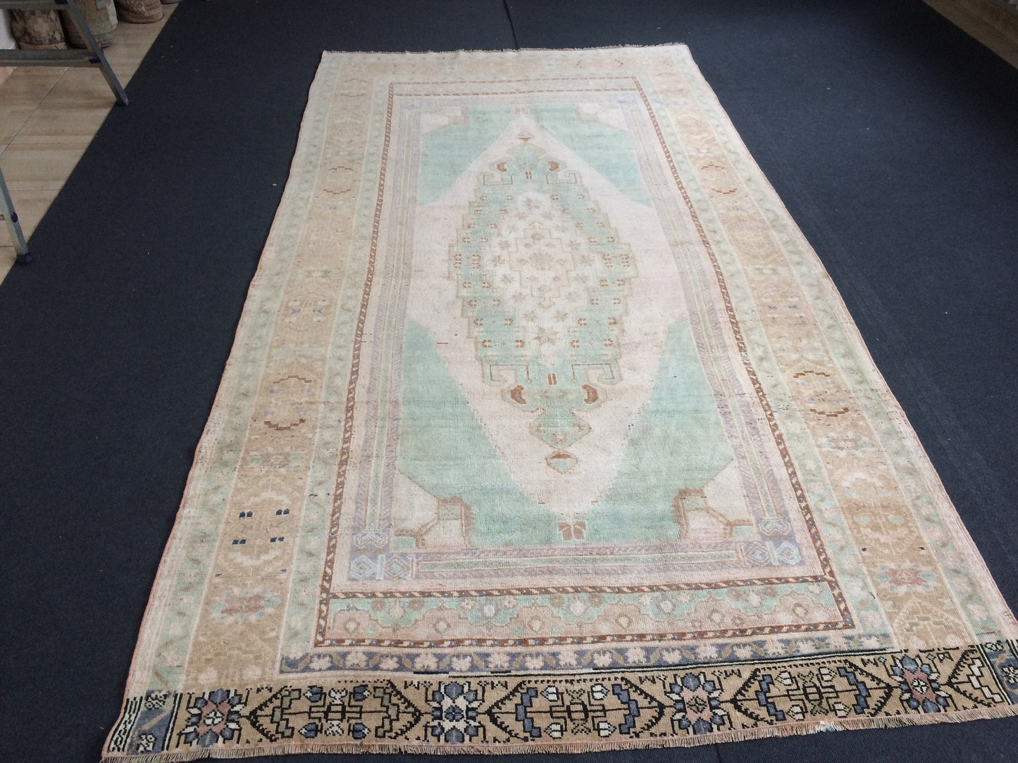 10 x 5.2 Vintage Turkish Rug, Turkish Rug, Wool Oushak Rug, Oushak  Rug, Hand Made  Rug, Wool Rug, Turkish Rug 5 by 10 ft