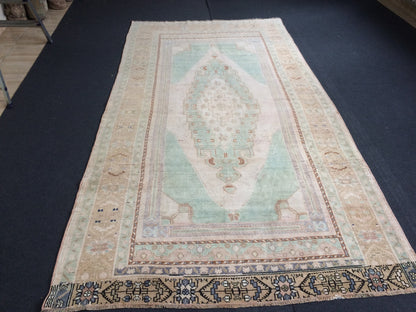 10 x 5.2 Vintage Turkish Rug, Turkish Rug, Wool Oushak Rug, Oushak  Rug, Hand Made  Rug, Wool Rug, Turkish Rug 5 by 10 ft